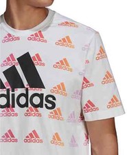 Adidas Men Essentials Gradient Logo Graphic AOP T-Shirt Crewneck Tee White L,XL
