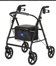NEW MEDLINE ALUMINUM ROLLATOR WALKER W/8" WHEELS 300LB CAPACITY MDS86830EBL8