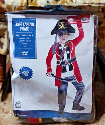 CRYPT CAPTAIN PIRATE: ''Child's Halloween Costume'' Size Large 12-14 NEW!