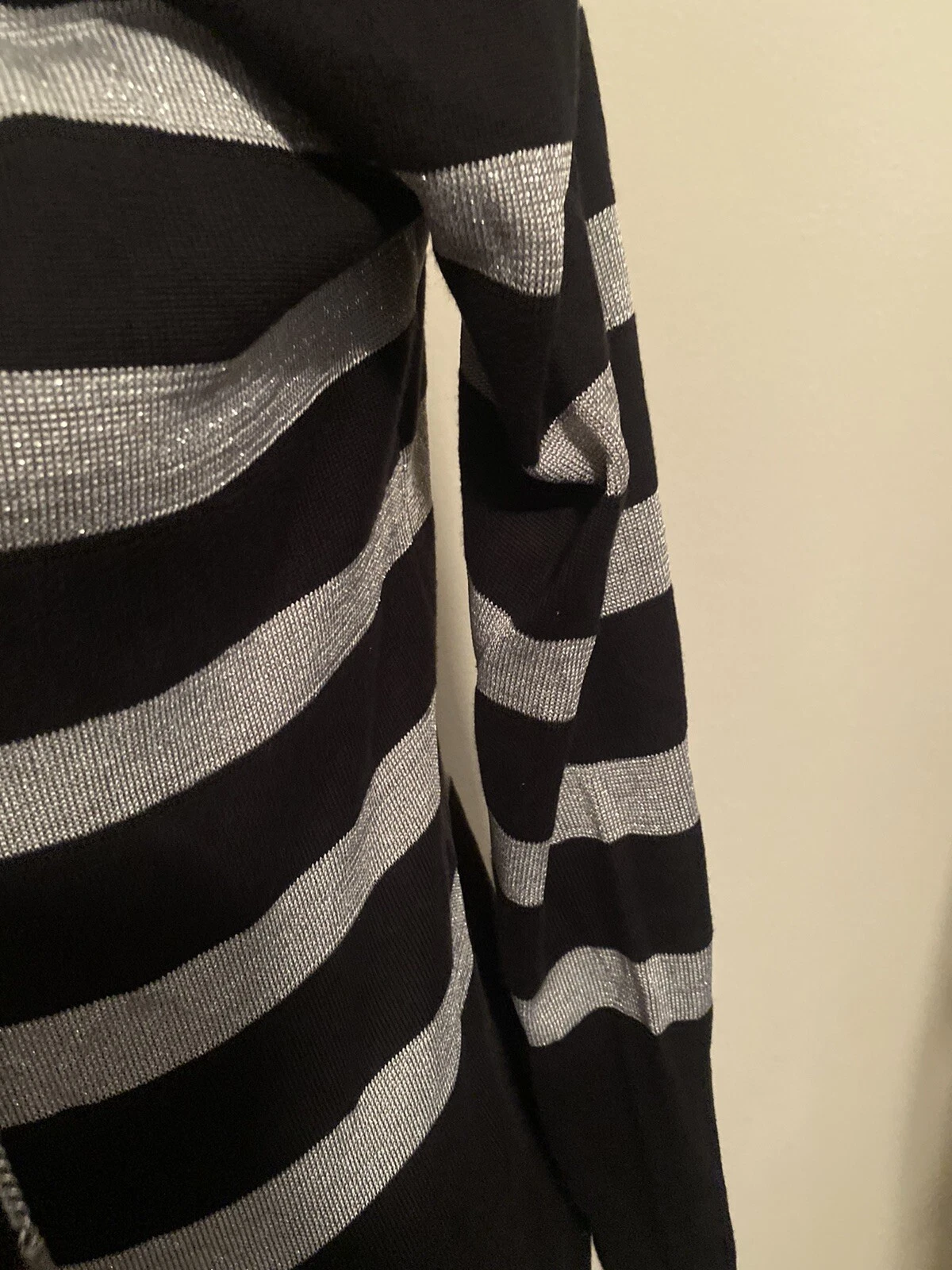 Michael Kors donna a righe nero argento dettaglio catena croce taglia MEDIA nuovo senza etichette