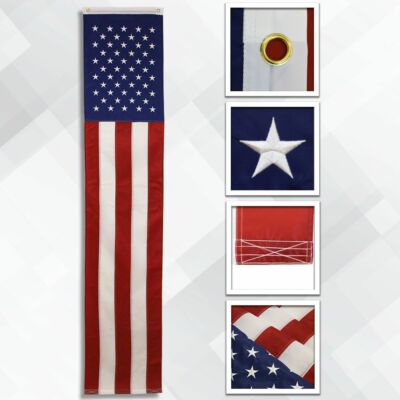8x20 American USA Flag Embroidered Banner PULL DOWN US Nylon 8ft x 20in 300D