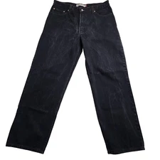 Levi Strauss 550 Denim Jeans Mens W38 L 32 Relaxed Fit Black Workwear Cotton