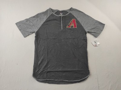 Majestic MLB Arizona Diamondback Mens Large Textured Gray Polo Button Snap Shirt