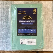 24×24” Fygrip extra heavy absorbency washable under pads, 6-Pack