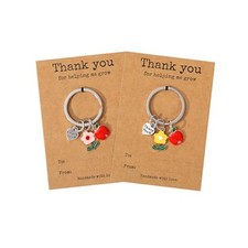 Teacher Appreciation Keychain Gifts Thank You for Helping Me Grow Pink Yellow