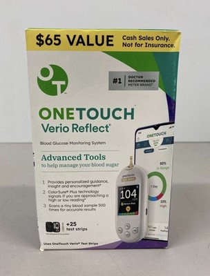 OneTouch Verio Reflect Meter Blood Glucose Monitoring Test Kit with 25 STRIPS 