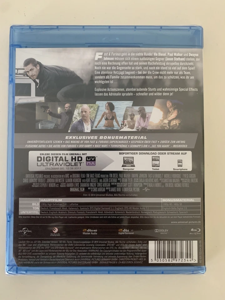 Fast & Furious 7 [Blu-ray] Kino- und Extended Version NEU & SEALED - Bild 3 von 4