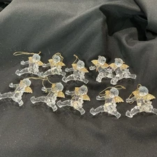 Acrylic Angel With Golden Wings Christmas Ornament 3”