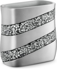 Silver Mosaic Bathroom Trash Can 2.11 Gal / 8L - Decorative Waste Basket for