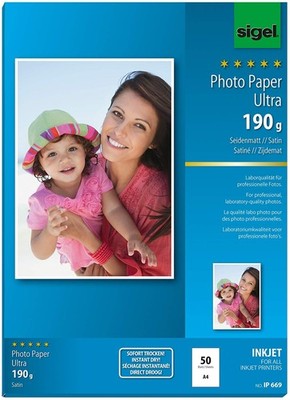 sigel Ultra Foto Papier DIN A4 seidenmatt 190 g/qm superweiß 50 Blatt