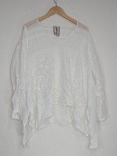 Johnny Was White Embroidered Eyelet Blouse Cupra Rayon Flowy Top Size L