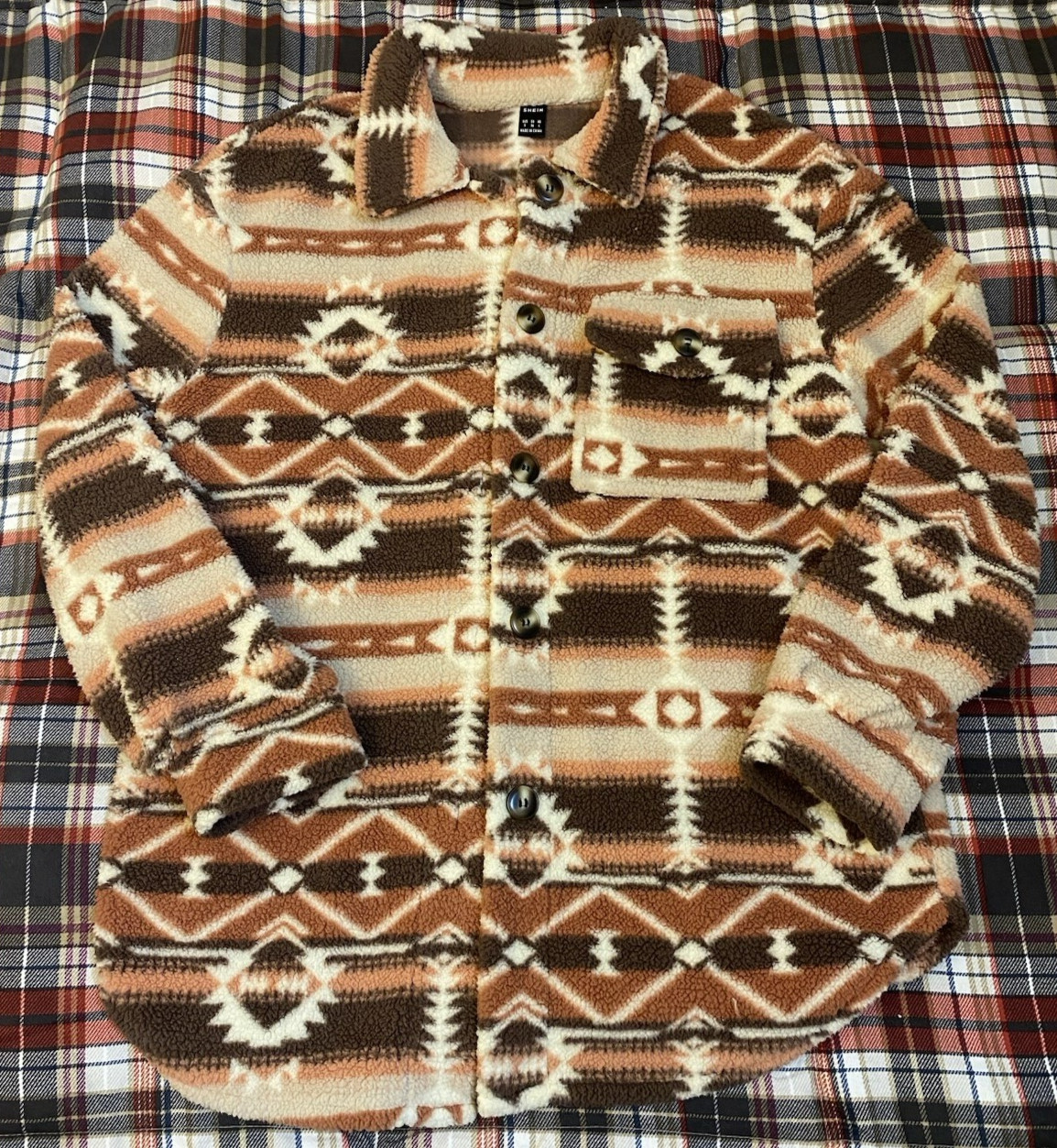 Women's Geometric Aztec Pattern Shacket Button Sh… - image 1