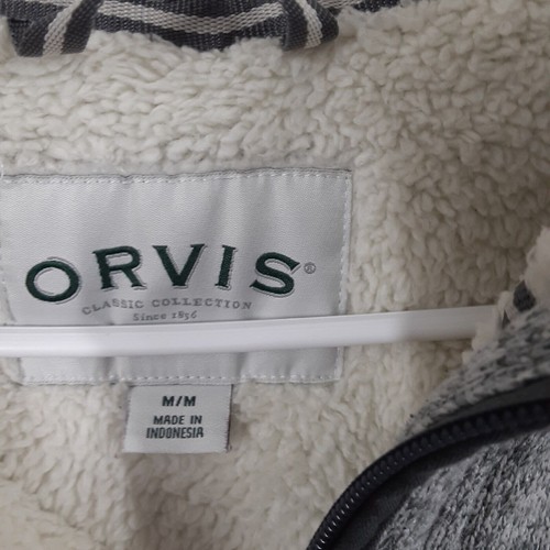 Orvis 1/4 Zip Sherpa Fleece Lined Pullover Sweater Heather Gray Herren Gr. M YKK - Bild 3 von 12
