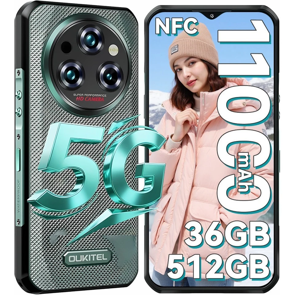 OUKITEL WP35 Pro 5G Outdoor Smartphone 36GB+512GB Android 14 Handy Ohne Vertrag