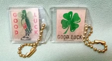 Old Crow Whiskey Flicker Flasher Keychains (2) Good Luck 4 Leaf Clover
