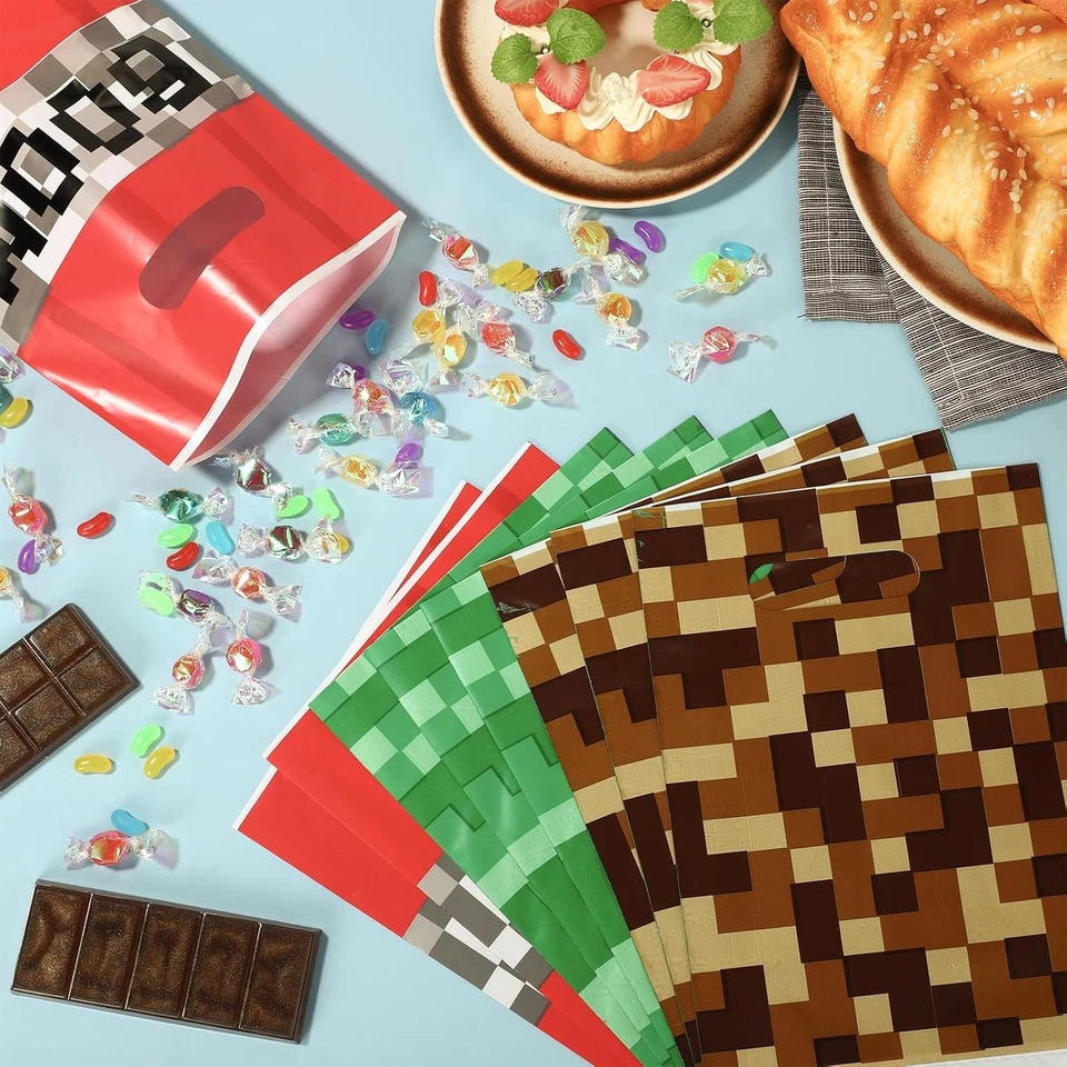 Bolsas de fiesta Pixel 50 un., 2 estilos bolsa de regalo de plástico Pixel tema de videojuego Birthda Foto 3 de 4