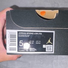 Jordan Spizike Low TD Sneaker Leather Hook Loop White/Grey Baby 5 FQ3952-103