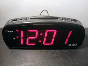 Elgin 4075 Super Bright Red Big Numbers Easy Read Simple Alarm Clock For Seniors