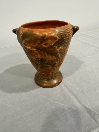 Roseville Pottery Vase • Brown Glaze • Antique Art Pottery • USA Marked AS IS