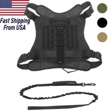 Military Tactical Dog Harness No-pull Heavy Duty MOLLE Training Service Dog Vest