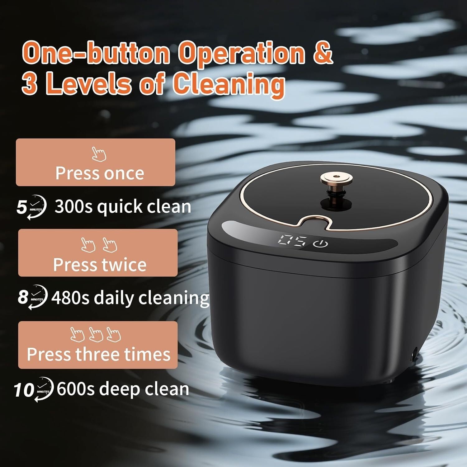 Ultrasonic Retainer Cleaner Machine - 45kHz for Dentures/Aligners/Jewelry Gifts