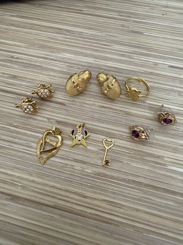 Random Vintage Costume Jewelry Lot – Earrings, Ring & Charms – As Is