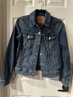 LEVI STRAUSS RED-TAB Womens Denim TRUCKER Jacket Size M Med Blue Jean Jacket