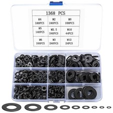 1368 Pcs Assorted Washers - Black Stainless Steel Flat Metal Lock Washers