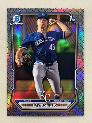 2026 Bowman Chrome 1st #BCP-11 David Shields /100 Steel Metal Refractor - Royals
