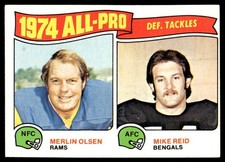 1975 Topps MERLIN OLSEN / MIKE REID #215 LA Rams / Bengals 1974 All Pro HOF