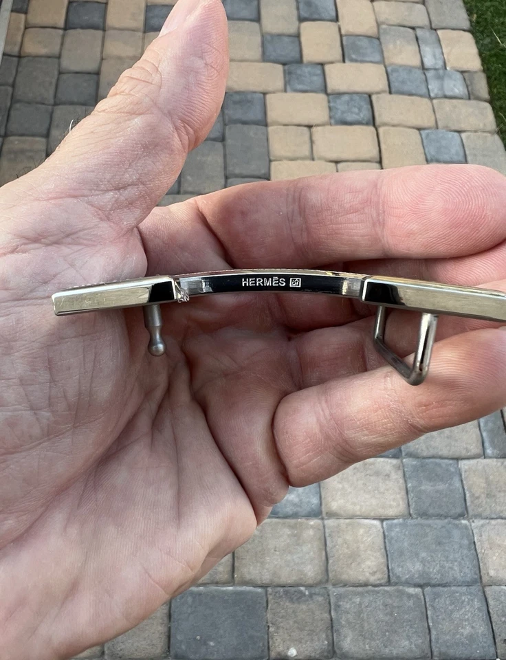 HERMES 38MM Gold Silver Palladium Guilloche H Belt Buckle (excellent) - Image 3 of 4