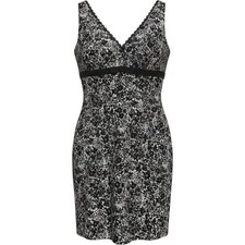 Womens Black White Floral Lace Trim V-Neck Sleeveless Sheath Dress Bow Accent
