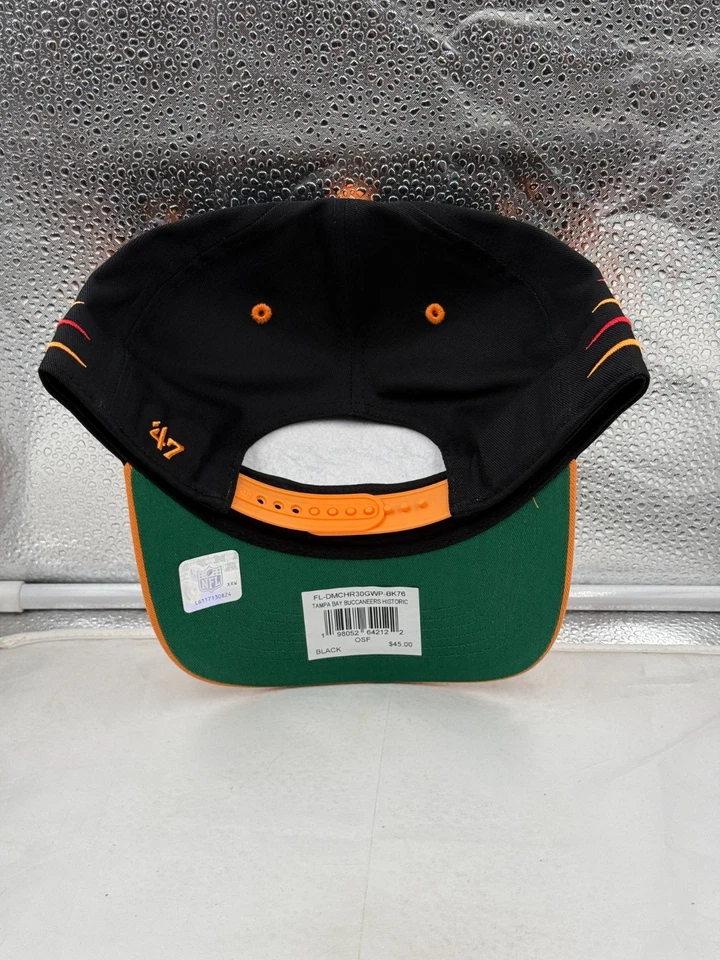 Tampa Bay Buccaneers NFL '47 Marca Negro Diamante Enganche Snapback Sombrero Ajustable Foto 3 de 4