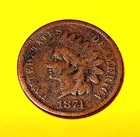 1874 INDIAN HEAD PENNY ONE CENT US COIN VG/F 🗸