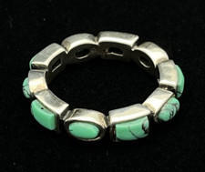 VTG Native American Sterling Silver 10-Stone Turquoise Eternity Band Ring 6.9g