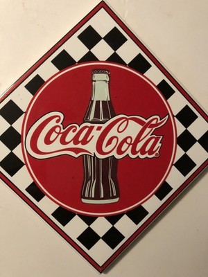 Coca-cola Ceramic Cork Back Trivets Used Very Good Condition