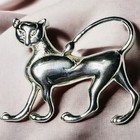 Vintage Cvm 925 Sterling Silver Panther Cat Wildcat Lioness Brooch Pin 15 grams