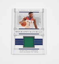 2020-21 National Treasures Biography Materials Zion Williamson Worn Jersey /99