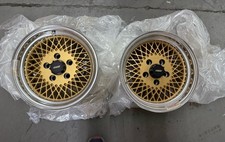 Vtg 2 Enkei 15x8 Authentic Gold Mesh Wheels Japan