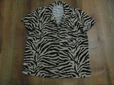 White Stag Medium 8-10 Tan and Black Button-Up Shirt 1609G-59