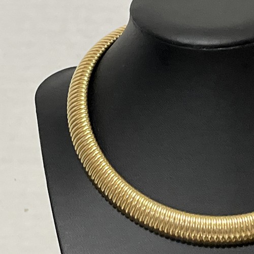 Vintage Egyptian Revival Gold Tone Omega Style Choker Collar Necklace 14” - Picture 2 of 5