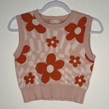 Altar’s State Floral Sweater Vest Medium Retro Y2K Revival Dopamine Dressing