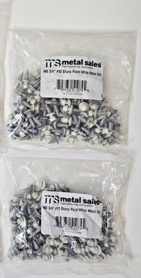 Metal Sales #12 x 3/4'' White Painted Self-drilling Roofing Screws 100Cnt. 2 Pack