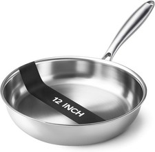 12 Inch Frying，Tri-Ply Stainless Steel Pan�...