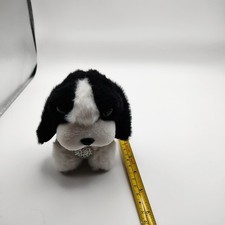 Cocker Spaniel plush Black White Sitting Dog small rhinestone on Chest