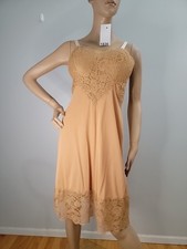 Vintage Vanity Fair Tricot Nylon Champagne Full Slip Lace Detail Size 36