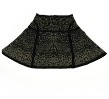 EUC Diane Von Furstenberg Jacquard Green/Black Animal Print Flote Mini Skirt S