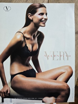 Womens Very Valentino Intimo black panties underwear bra Vintage ad 