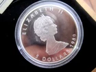9999  Pure Silver 1989 $5 Canadian 1oz Proof  Silver Maple Leaf  Box & COA