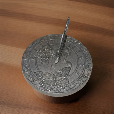 #ad #ad Beautiful Butterfly Silver Tone Metal Sun Dial 6.5” Diameter Sun Timepiece $15.00